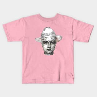 Phrenology head in a Panama hat Kids T-Shirt